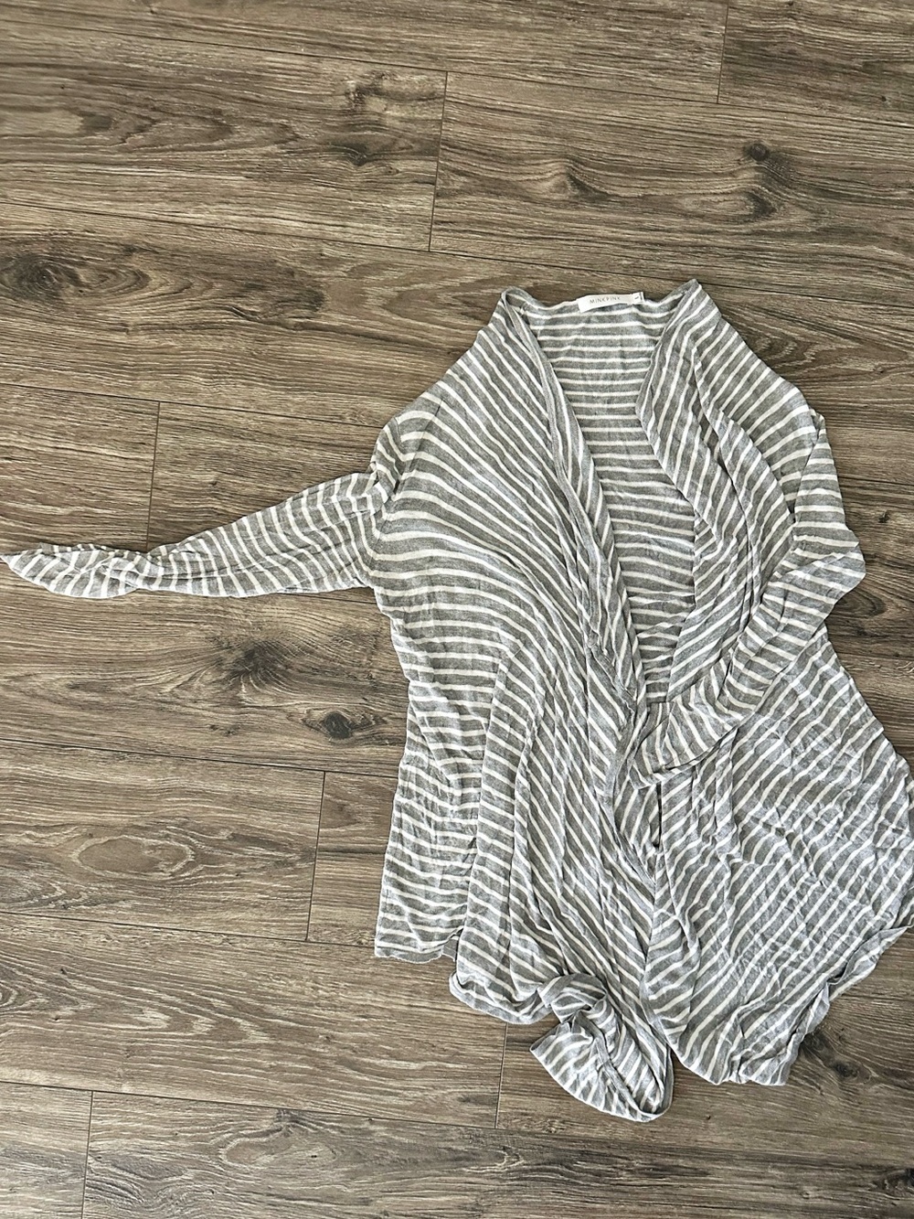 MINKPINK Gray and White Striped Lightweight Cardigan